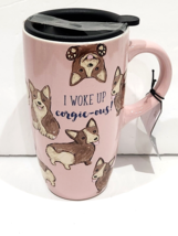 Sheffield Home CORGI Dog Pink Travel Coffee Mug with Lid “I Woke Up Corgie-ous” - £20.29 GBP