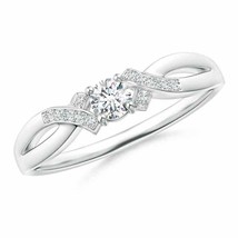 ANGARA 3.5mm Natural Solitaire Diamond Criss-Cross Ring in Silver - £348.54 GBP+