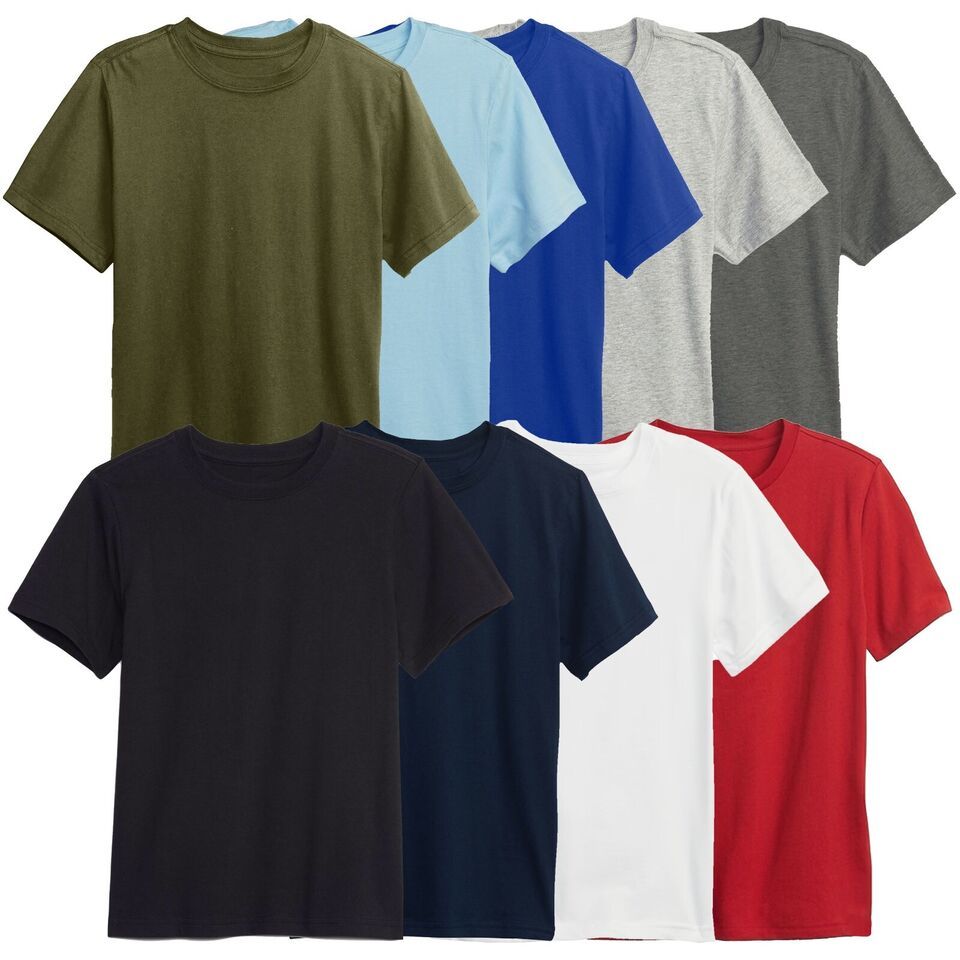 Boys Short Sleeve Crew Neck Premium Soft Cotton Blend TShirt (XS-2XL) NEW 5 PACK