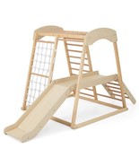 6-in-1 Indoor Jungle Gym Kids Wooden Playground with Monkey Bars-Natural... - €215,96 EUR
