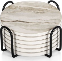 Lifver Coasters Set Of 6, Coasters For Drinks Absorbent Stone With Holde... - $31.99