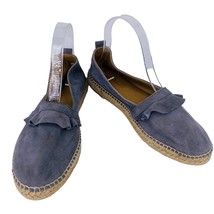 Anthropologie Espadrilles Shoes Blue Gray 39 Suede Ruffle 8.5 - £22.81 GBP