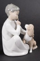 Retired Lladro Porcelain Glazed Figurines Sculpture &quot; Boy with Dog&quot; - £111.59 GBP