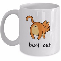 Cat Butt Mug Butt Out Cute Kitty Coffee Cup Orange Ginger Weird Cat Office Gift - $18.95