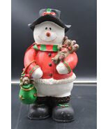 Vtg 11&quot; Snowman Figure World Bazaar Christmas Decorative Teddy Bear Winter - €17,13 EUR