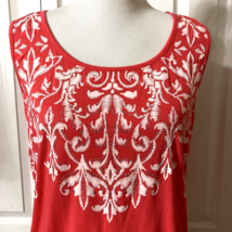 B.L.E.U. Womens Orange Sleeveless Scoop Neck Paisley Studded Tank Top Sz M - $13.88