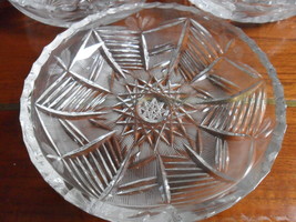 6 round fruit bowls hand cut , 2&quot; tall by 6&quot; Czechkoslovakia  - $94.05