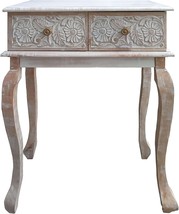 The Brown And White Urban Port 2-Drawer Mango Wood Console Table With Floral - £78.56 GBP