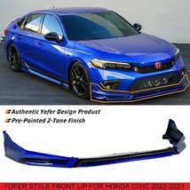 Yofer V3 Blk Aegean Blue Front Bumper Lip Splitter Kit For 2022-2023 Honda Civic - £156.94 GBP