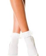 Women&#39;s White Semi Opaque Lace Frill Ruffle Trim Ankle Socks Anklet Prin... - $228.08 MXN
