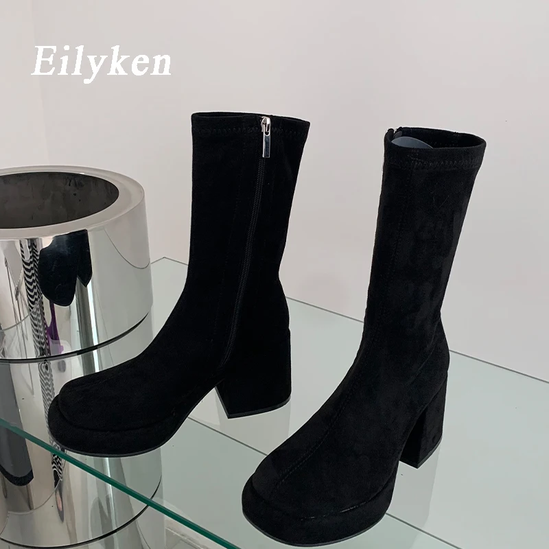 Eilyken Autumn Winter Women Zipper Round Toe Booties 2024 New  Fashion Purple An - £213.04 GBP