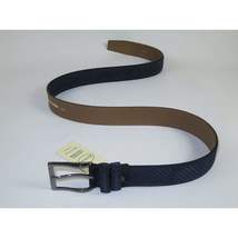 Men Genuine Basket weave Suede Soft Leather Belt PIERO ROSSI Turkey # 1002 Navy image 5