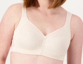 Breezies Wirefree Diamond Shimmer Unlined Support Bra- CHAMPAGNE, 34DD A561421 - £24.54 GBP