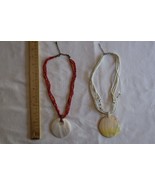 Lot Vintage Avon Red Bead Three Strand Disc Shell Pendant Necklace + Unm... - £14.64 GBP