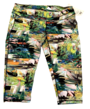 Lucy Blurred Floral Print Studio Hatha Capri Legging Size 3X, NWT - $28.49