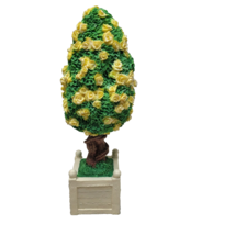 Dept 56 Spring Yellow Flowered Topiary Trees Easter Snowbunnies Fairy Garden 1 - £21.57 GBP
