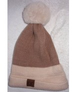 C.C. Exclusive Beige Knit Soft Warm Beanie Hat with Cuff &amp; Pom New Witho... - $25.97 CAD