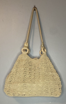 Summer Macrame Handbag M Ivory Cotton Rope Wood Button Shoulder Bag Boho... - £11.18 GBP