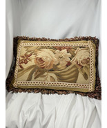 Antique French Aubusson Tapestry Floral Cornucopia Lumbar Pillow - $189.88 CAD