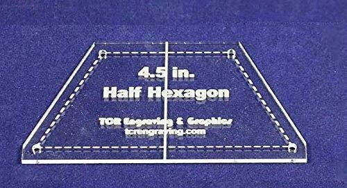 Half Hexagon Quilt Template 4.5&quot; - Clear w/ Center Guideline &amp; Guideline... - $15.52