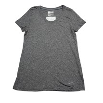 Nike Shirt Womens S Gray Short Sleeve Dri Fit V Neck Knitted Pullover Top - £11.81 GBP