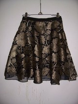 New ANTHROPOLOGIE 2 EVA FRANCO Black/Gold Lace Gilt Bouquet Organza Skirt - $84.14