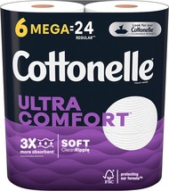 Cottonelle Ultra Comfort Toilet Paper, Strong Toilet Tissue, 6 Mega Rolls (6 Meg - £16.77 GBP