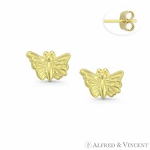 Butterfly Animal Insect Charm 14k Yellow Gold Stud Stamping Earrings Baby Petite - £39.51 GBP