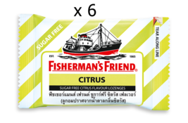 6 x Fisherman&#39;s Friend Citrus Flavor Lozenges Sore Throat Cough Relief - £20.98 GBP