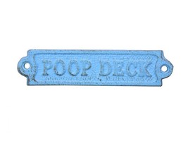 Rustic Light Blue Cast Iron Poop Deck Sign 6&quot;&quot; - $10.99