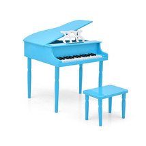 30-Key Wood Toy Kids Grand Piano with Bench and Music Rack-Blue - Color: Blue - $202.40 CAD