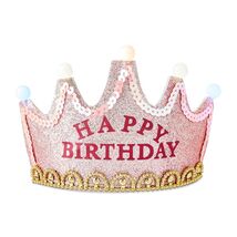 Pink Glitter Light-Up Happy Birthday Tiara, by - $20.17