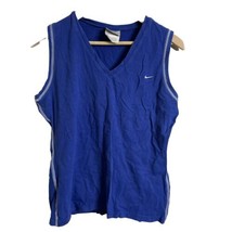 Nike Womens Size Large Tank Top Blue Embroidered Logo Athletic Casual V Neck - £8.41 GBP