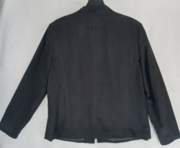 Tan Jay Women&#39;s Black Faux Suede Gold Accent Sequin Blazer Jacket Size 14 - £13.41 GBP