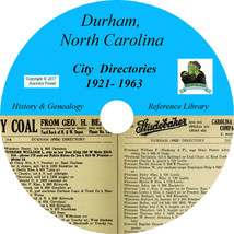 Durham North Carolina City Directory - History &amp; Genealogy - 30 Books On Cd Dvd - £5.35 GBP