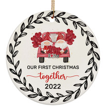 Our First Christmas Together Gnomes Ornament Ceramic 2022 Anniversary Gift - £15.51 GBP