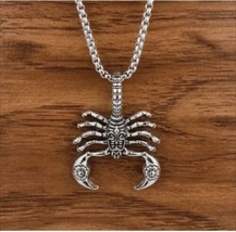 Zodiac Scorpion Pendant Necklace Men BoY LADY Stainless Steel Box Chain 22&quot; NWT - £13.44 GBP