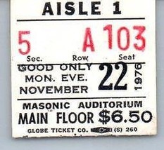 Vintage Lou Roseau Concert Ticket Stub Novembre 22 1976 Detroit Michigan - £43.00 GBP