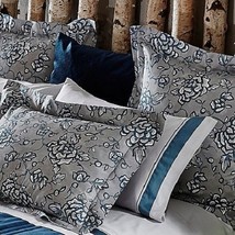 Frette At Home &quot;Florentia&quot; Oc EAN 2 Euro Pillow Shams Floral GREY/BLUE/WH Nip - $178.19