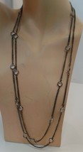 Premier Design Black Metal Necklace w 18 faux Crystals 60&quot;  - £15.80 GBP