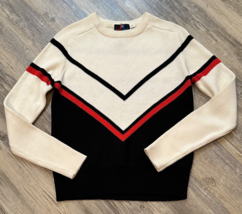 Vtg White Stag Sweater Black Red Wool Blend Action Sports NWT Winter Snow - £38.25 GBP