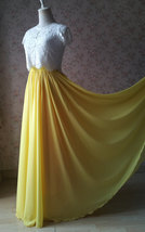 Yellow Chiffon Maxi Skirt Outfit Yellow High Waisted Floor Pleated Chiffon Skirt image 2