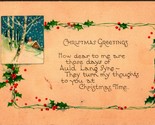 Christmas Greetings Poem Cabin Scene Holly Frame 1927 Gibson Lines Postcard - $3.91