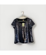 Leifsdottir for Anthropologie Sequin Top Blouse Medium Navy Blue NWT $148 - $48.12 CAD
