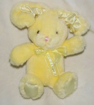 Commonwealth Stuffed Plush Easter Bunny Satin Ears Feet Ribbon Bow Yellow 2003 - $49.49