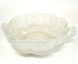 Jeanette Aztec Rose Clear Double handle Bowl Frosted Glass  6.5&quot; - £11.77 GBP