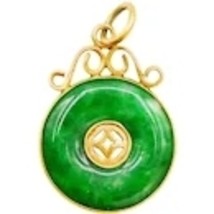 Vintage 14ct 1970s Carved Jade Wheel Charm - £688.01 GBP