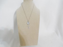 Charter Club 15.5&quot;Silver Tone Crystal Stone Key Pendant Necklace B2007 - $14.39