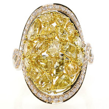 5.33ct Natural Fancy Vivid Yellow &amp; Pink Diamonds Engagement Ring 18K Solid Gold - £10,527.15 GBP