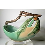 Roseville Pottery Large bowl Signed #410 10&quot; Sleigh Basket Mint Green - £238.79 GBP